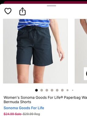 Women's Sonoma Good For Life Navy Paperbag Waist Bermuda Shorts XL